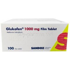 Glukofen, Metformin 1,000 mg, Sandoz, Box  side view information-2