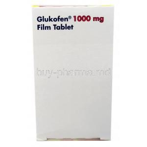 Glukofen, Metformin 1,000 mg, Sandoz, Box  side view information