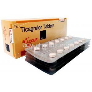 Axcer, Ticagrelor 60mg,Sun Pharmaceutical Industries, Box, Blisterpack X 4