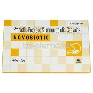 Novobiotic, Probiotic-Prebiotic and Immunobiotic Capsule, capsule, Alkem, Box front view