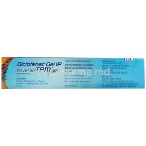 Voveran TPM Gel, Diclofenac　1.16% w/w Gel 30g, Novatis, Box information, Storage, Composition