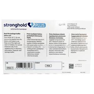 Stronghold Plus, Selamectin 30mg, Sarolaner 5mg 0.5ml x 3 Pipettes for Medium Cats (2.5-5kg), Zoetis Australia, Box information