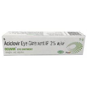 Ocuvir Eye Ointment, Acyclovir 3%, Eye Ointment 5g, FDC Ltd, Box front view
