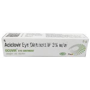 Ocuvir Eye Ointment, Acyclovir 3%, Eye Ointment 5g, FDC Ltd, Box back view