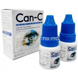 Can-C Eye drops, Glycerin 1% w/v / Carboxymethylcellulose  0.3% w/v 2 x 5ml vials, Profound Products, Box, 2bottles