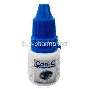 Can-C Eye drops, Glycerin 1% w/v / Carboxymethylcellulose  0.3% w/v 2 x 5ml vials, Profound Products, Bottle front view