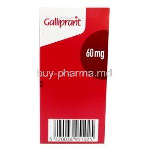 Galliprant, Grapiprant 60mg, 30tabs per bottle, Elanco, Box side view information