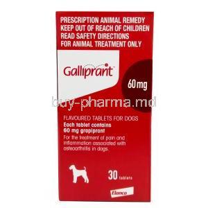 Galliprant, Grapiprant 60mg, 30tabs per bottle, Elanco, Box information