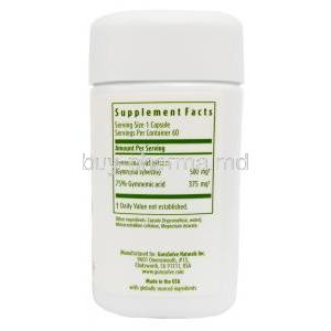 Gymnema Extract, 500mg, 60caps,Gurusolve Naturals Inc., Bottle information, Composition