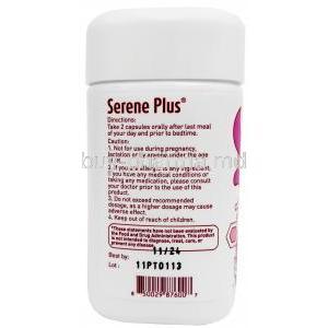 Serene Plus,Harb brend 500g, 60caps,Gurusolve Naturals Inc.Bottle information, Exp date