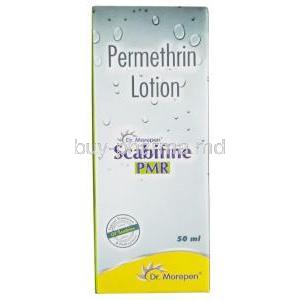 Scabifine Lotion, Permethrin 5%wv, 50ml, Dr.Morepen Ltd, Box front view