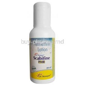 Scabifine Lotion, Permethrin 5%wv, 50ml, Dr.Morepen Ltd, Bottle front view