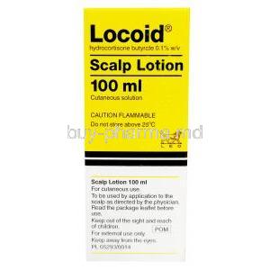Locoid Scalp lotion, Hydrocortisone Butyrate 0.1%, Lotion 100ml,Cheplapharm, Box information, Manufacturer