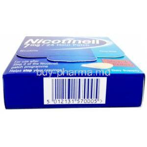 Nicotinell Patch, Nicotine, 7mg per 24 hour, 7 Patches, GSK, Box bottom view