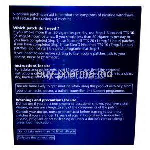Nicotinell Patch, Nicotine, 7mg per 24 hour, 7 Patches, GSK, Box information, Instructions for use