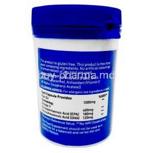 Valupak, Omega-3-acid ethyl esters, 1000mg, 30capsules, BR Pharmaceuticals Ltd, Bottle information, ingredients