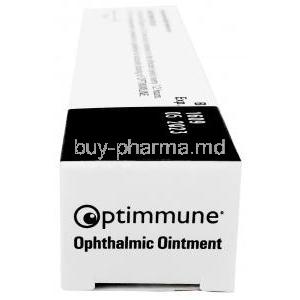 Optimmune Ointment, Cyclosporine 0.2％ (2mg/gm), Eye Ointment 3.5g, MSD Animal Health, Box side view-2
