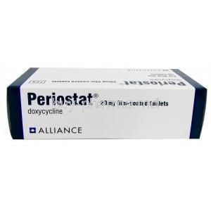 Periostat, Doxycycline 20mg, 56tablets, Alliance Pharmaceuticals Ltd, Box top view