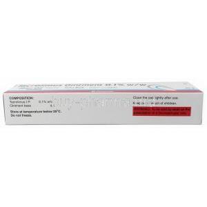 Tacroz Forte ointment, Tacrolimus 0.1%, Ointment 20g, Glenmark, Box information, Composition
