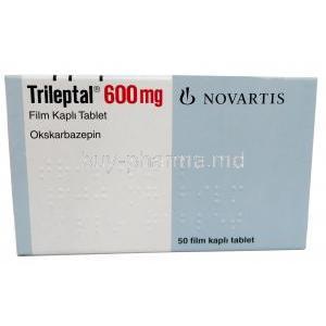 Trileptal, Oxcarbazepine 600mg, Novartis, Box front view