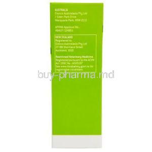 Surolan Drops, Miconazole 23.0 mg per ml, Polymyxin B 0.5293 mg per ml, Prednisolone Acetate 5.0 mg per ml,Drops 30mL Elanco,Box information, Manufacturer