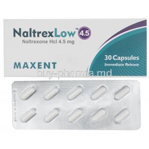NaltrexLow 4.5, Naltrexone Hcl 4.5mg, Capsule, Maxent, Box, Blisterpack