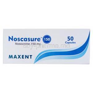 Noscasure 150, Noscapine 150mg, Capsule, Maxent, Box front view