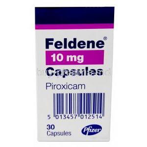 Feldene, Piroxicam 10mg, Capsule, Pfizer, Box back view