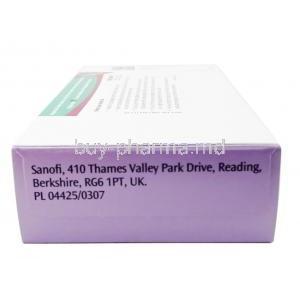 Epilim Chrono, Valproic acid 133.2mg , Sodium valproate 58mg, Sanofi, Box information,Manufacturer