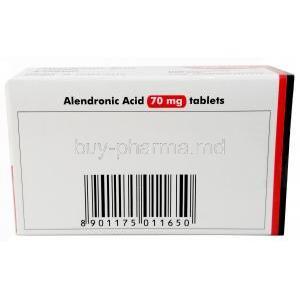 Alendronic Acid 70mg, Milpharm Ltd,Box back view