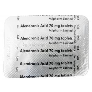 Alendronic Acid 70mg, Milpharm Ltd, Blisterpack information