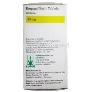 Gibtulio, Empagliflozin 25mg, Lupin, Box information, Manufacturer