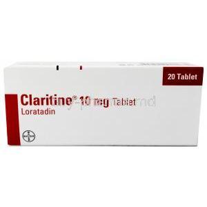 Claritine, Loratadine 10mg, 20tabs, Bayer, Box front view