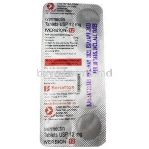 Iverbion, Ivermectin 12 mg, Benatton Pharmaceutical, Blisterpack information