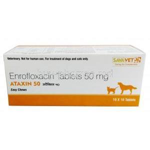 Ataxin Chewable, Enrofloxacin 50mg, SAVA Healthcare Limited, Box back view