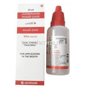 Candid Mouth Paint, Clotrimazole 1%w/v, Mouth Paint 25ml, Glenmark, Box, bottle information