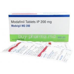 Modvigil, Modafinil 200mg, Hab pharma, Box 10tabs X 10sheets, Sheet information