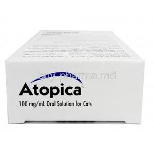 ATOPICA Oral Solution for Cats, Cyclosporine 100mg per ml, Oral Solution for Cats 17ml, Elanco Animal Health, Box top view