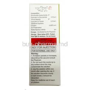 Glutim-D Eye Drop, Dorzolamide 2%w/v / Timolol 0.5% w/v, Eye Drops 5mL, Optho Pharma Pvt Ltd, Box information,Composition, Warning