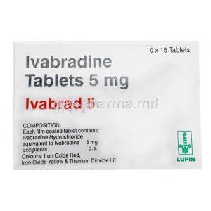 Ivabrad, Ivabradine 5 mg, Lupin, Box information, Composition