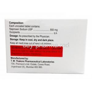 Naprosyn 500 Plus, Naproxen 550mg, RPG Life Sciences Ltd, Box information, Composition, Manufacturer