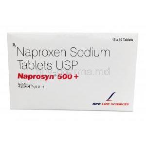 Naprosyn 500 Plus, Naproxen 550mg, RPG Life Sciences Ltd, Box front view