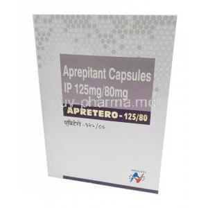 Apretero, 1 cap Aprepitant 125mg + 2 cap Aprepitant 80mg, 1kit,  Hetero Drugs Ltd, Box front view-3