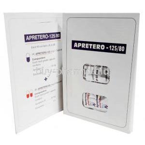 Apretero, 1 cap Aprepitant 125mg + 2 cap Aprepitant 80mg, 1kit,  Hetero Drugs Ltd, Box information, Composition