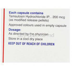 Urimax , Generic Flomax,  Tamsulosin 0.2 Mg Box Composition