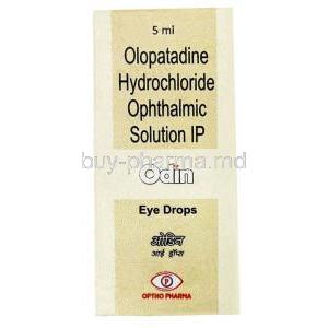 Odin Eye Drop, Olopatadine 2.22mg, Eye drop 5mL, Optho Phama, Box front view