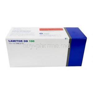 Lamitor OD 100, Lamotrigine 100mg, Torrent Pharma, Box Front view