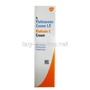 Flutivate E Cream, Fluticasone propionate 0.05%, Cream 30g, GSK, Box front view