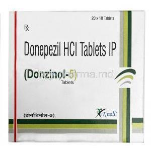 Donzinol, Donepezil 5mg, Knoll Pharmaceuticals Ltd, Box front view
