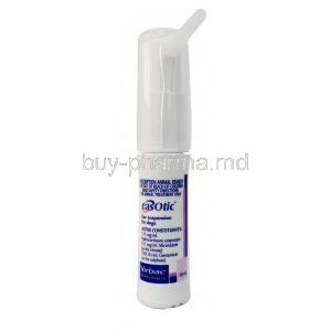 Easotic Ear Suspension, Hydrocortisone Aceponate 1.11mg per ml, Miconazole 15.1mg per ml, Gentamicin 1505 IU per ml, Ear Suspension 10ml, Virbac Animal Health, bottle front  view